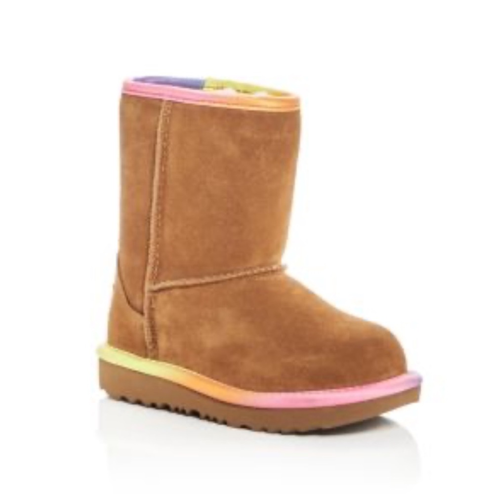 UGG Girls' Classic Short II Rainbow Suede Boots size 7 toddler